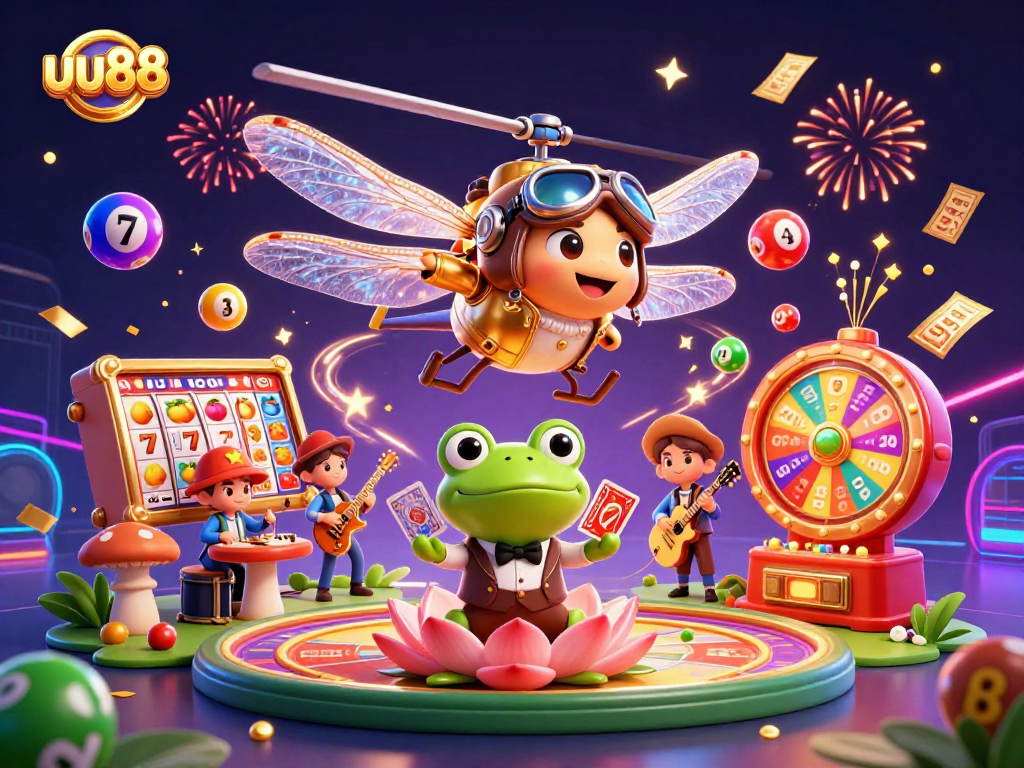 Engage with exciting games at uu88 featuring a vibrant dragonfly pilot and frog dealer.