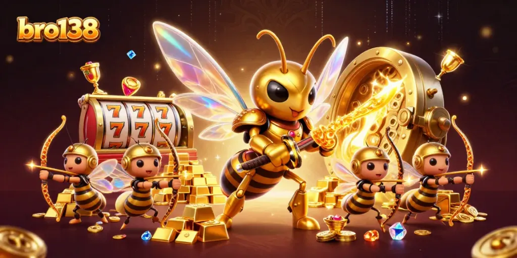 Spin to win big with bro138 in this vibrant, dynamic casino-themed illustration.