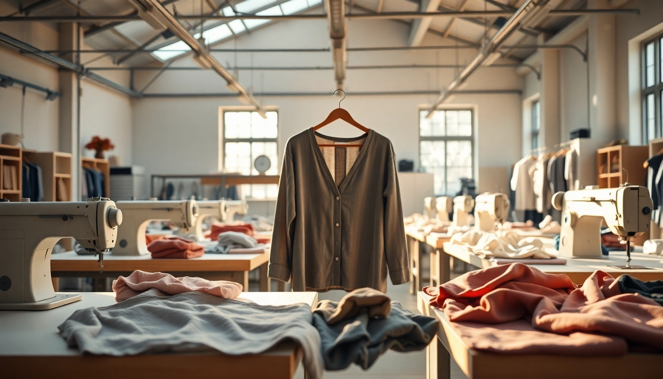 Showcasing Clothing Manufacturer For Startups in a creative workshop with artisans at work.
