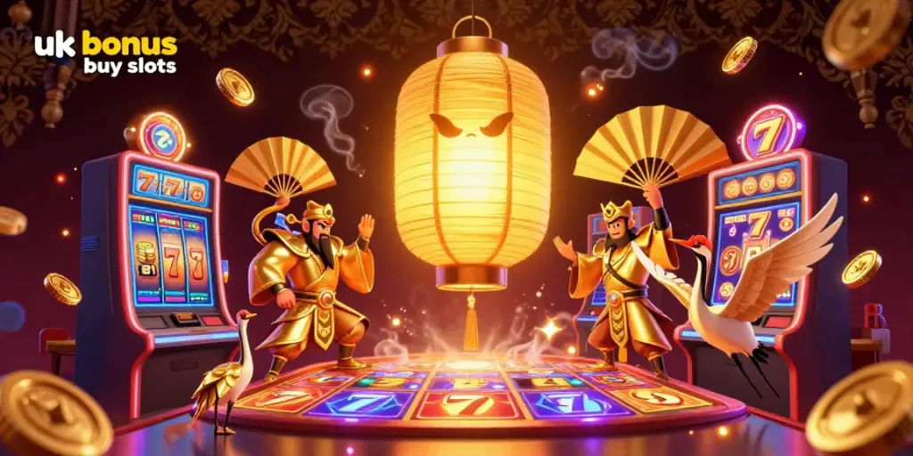 Engage with exciting uk bonus buy slots in this vibrant 3D casino illustration showcasing animated characters and colorful slot elements.