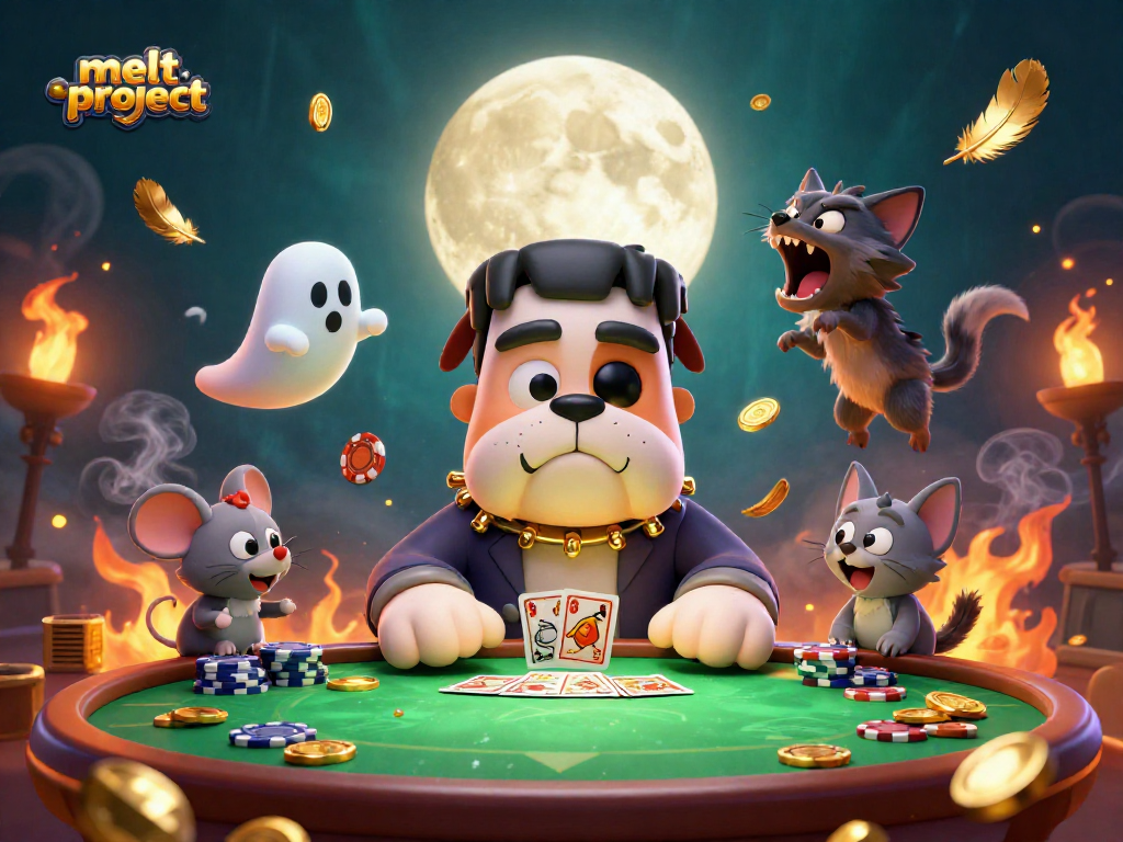 Join the excitement at melt-project with a lively online casino scene featuring engaging characters.