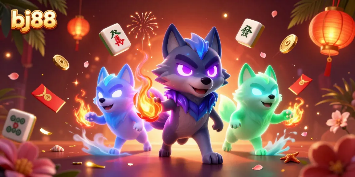 Spin the reels with bj88 in a vibrant casino scene featuring magical elements and a stunning atmosphere.