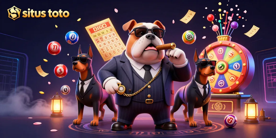 Engage with situs toto lottery action in this vibrant 3D illustration featuring a mafia boss bulldog.