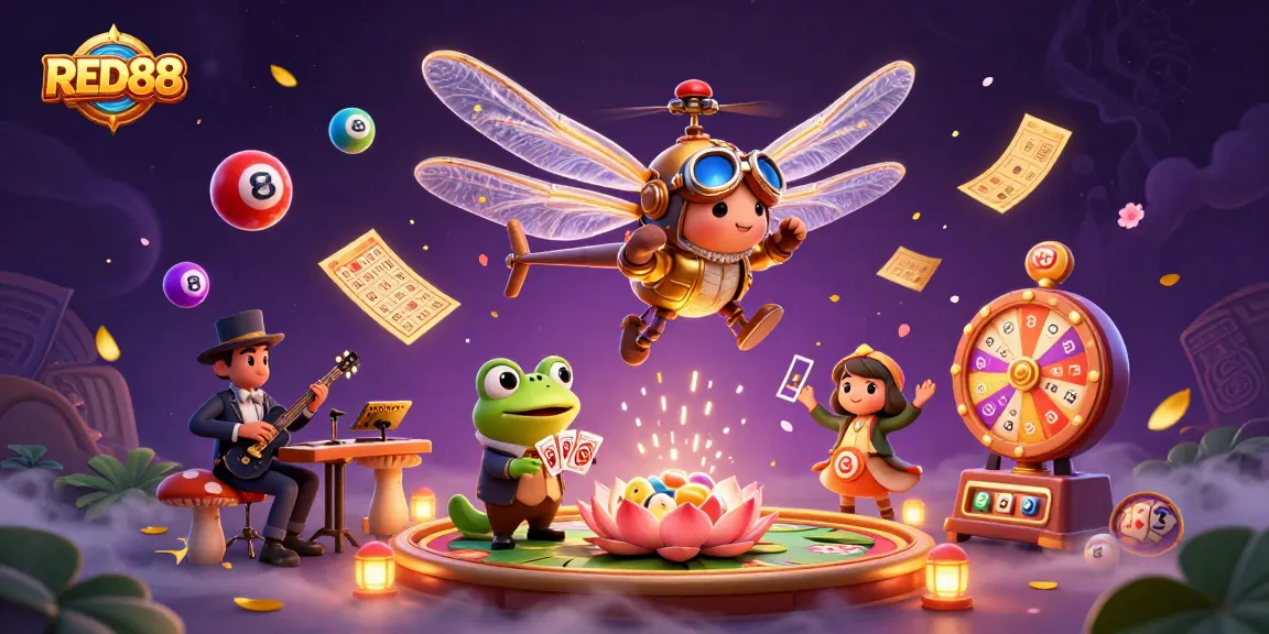 Engage with RED88 at the lily pad casino where a dragonfly pilot, frog croupier, and jazz-playing crickets bring the gaming scene to life.