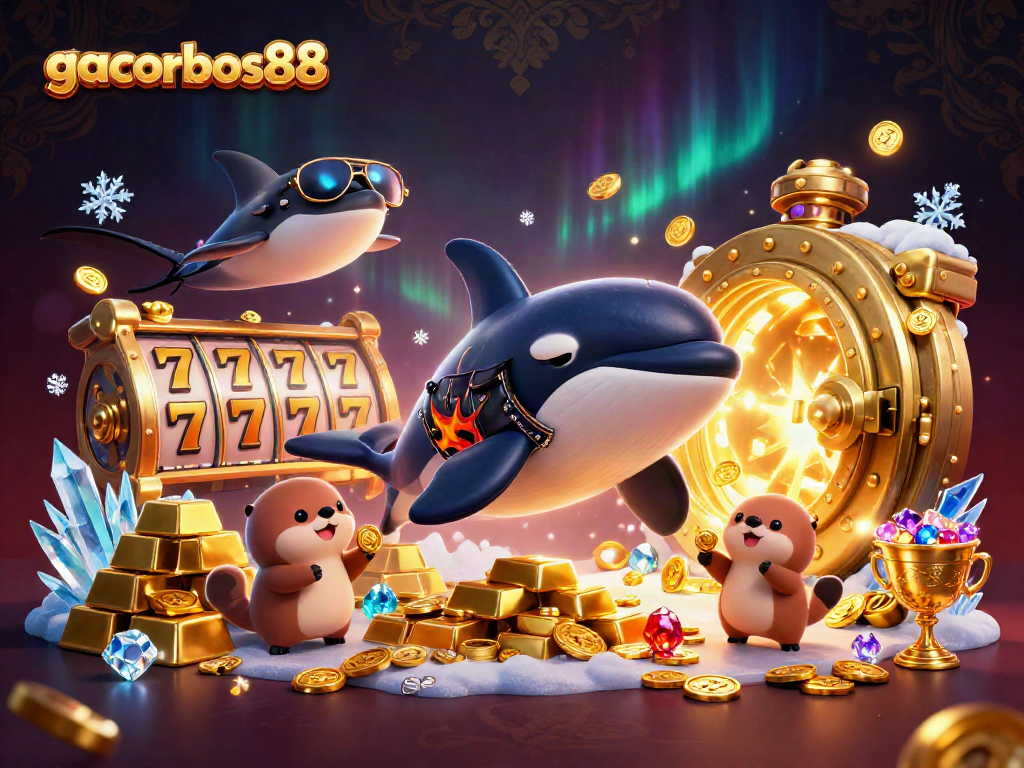 Spin and win at gacorbos88 with vibrant characters and rich treasure in a thrilling casino setting.