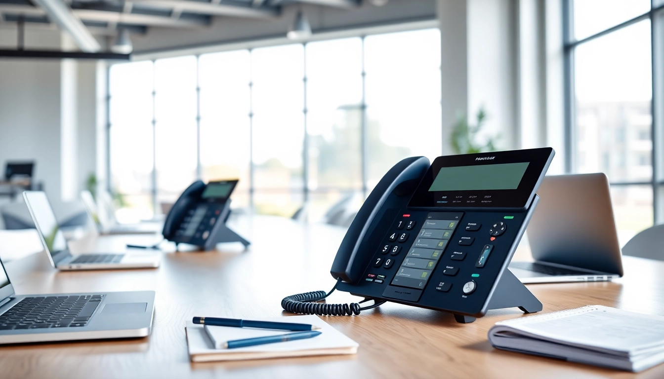 Enhance your small business phone service with modern setups in a professional environment.