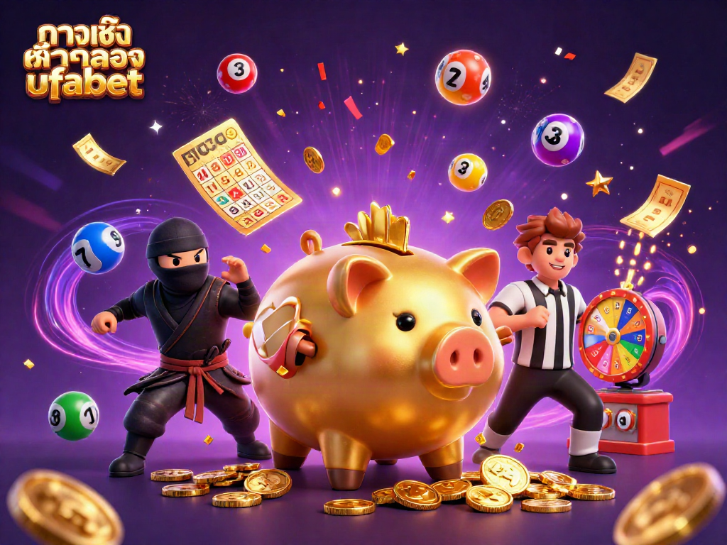 Engage in exciting casino games with the dynamic scene featuring ทางเข้าสำรอง ufabet, highlighting fun and victory!