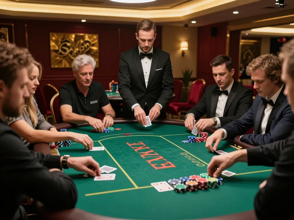 CM88 poker game in progress revealing players' focused expressions and vibrant chips