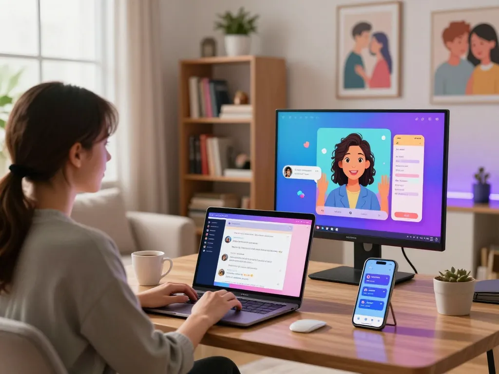 Engaging scene of ai sex chat with customizable AI companion interface showcasing vibrant interactions.