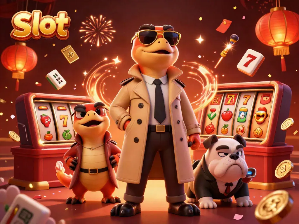 Rasakan keseruan permainan Slot dengan ilustrasi lucu tiga raptor dalam jas kompak memasuki kasino.