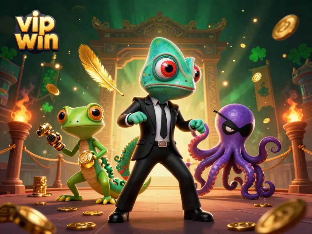 Experience the thrill of vip win in a dynamic casino scene with vibrant characters and rich details.