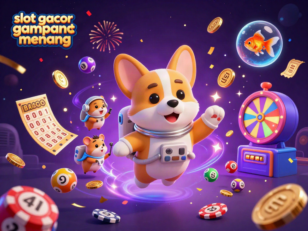 Engage with slot gacor gampang menang in a dynamic space casino scene featuring playful characters and vibrant gaming elements.