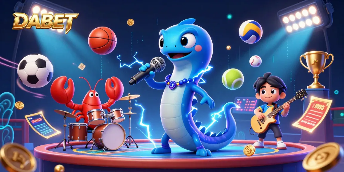 DABET offers an underwater casino experience with a DJ electric eel and band, surrounded by dynamic gaming elements.