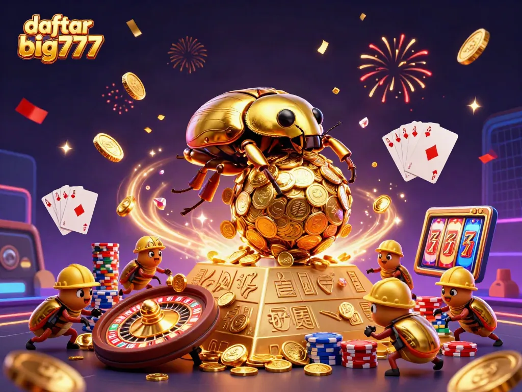 Play and win big in daftar big777 with a vibrant illustration of casino excitement.