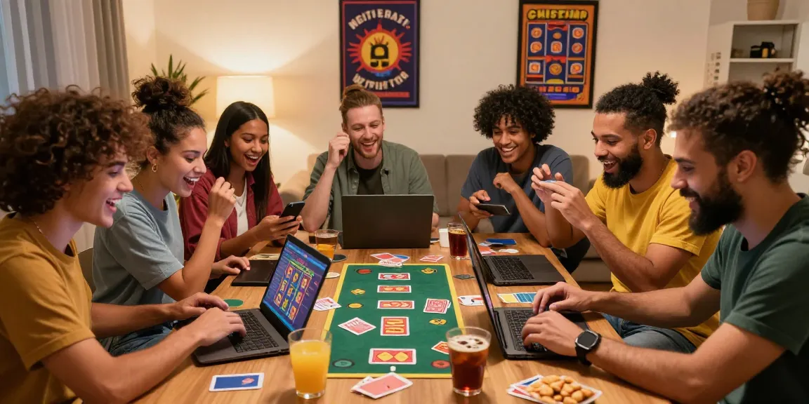 Excited players enjoying online gaming together at https://dea.org.uk in a cozy setting.