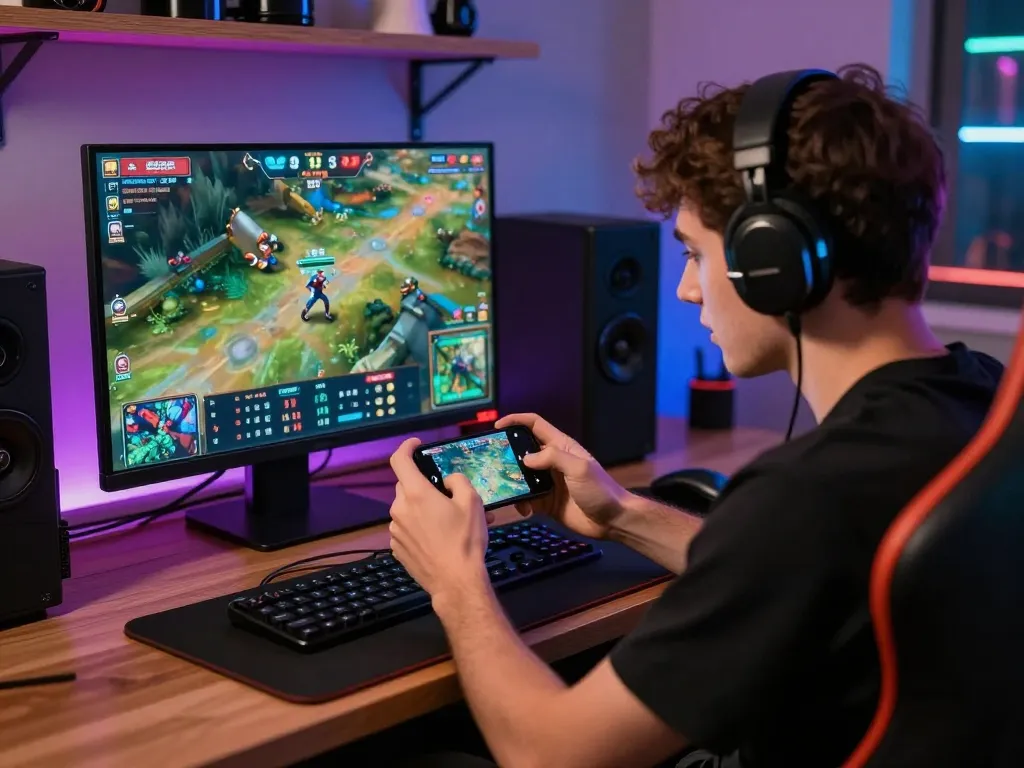 Engaging in esports betting Singapore on a smartphone while watching live games.