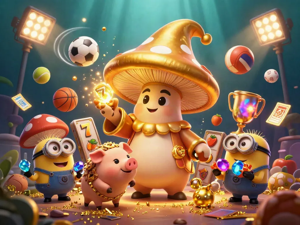 Engage with สล็อต through rich 3D digital illustration featuring gaming elements and vibrant characters.