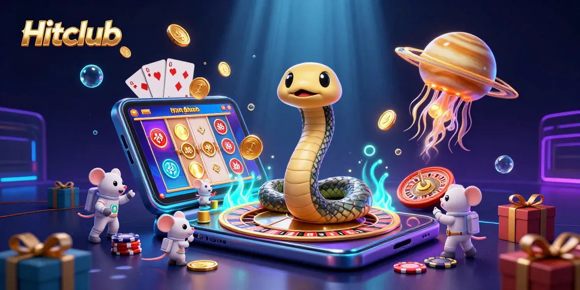 Hitclub players bet in a cosmic casino setting with space-themed characters and dynamic game elements.