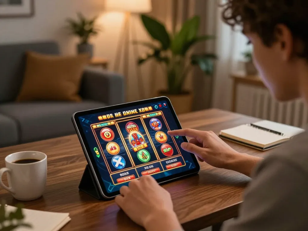 Engaging in kdslot online gaming from a stylish apartment setting, immersed in gameplay