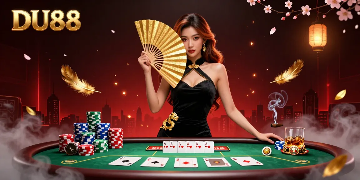 Engage in exciting betting experiences at DU88's vibrant casino scene featuring poker elements.