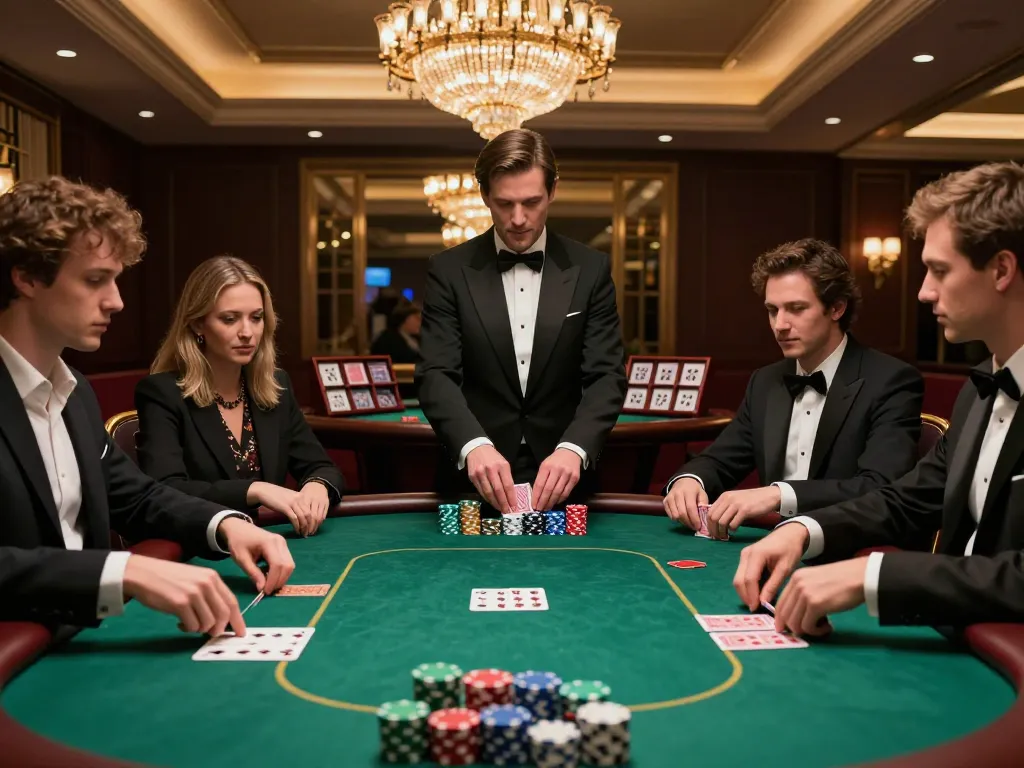 vipwin poker players strategizing chips and cards during an exciting casino game