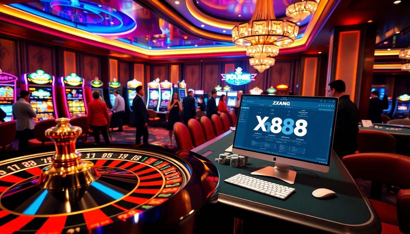 Schematic representation of the xn88 website with vibrant casino gaming elements.