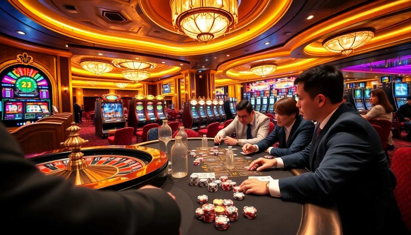 Engaging gamers at CO88 with bright slot machines and poker ambiance
