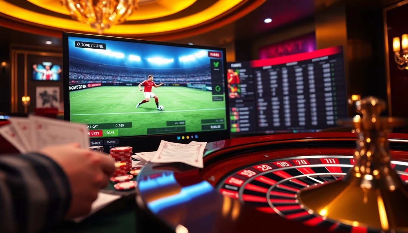Experience the thrill of แทงบอล with a luxury sports betting setup featuring vibrant slips and engaging visuals.