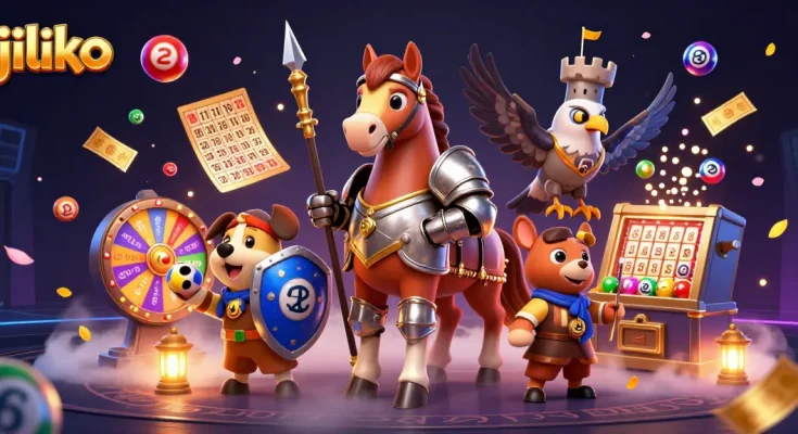 jiliko showcases exciting lottery action with dynamic elements like colorful bouncing balls and engaging characters.