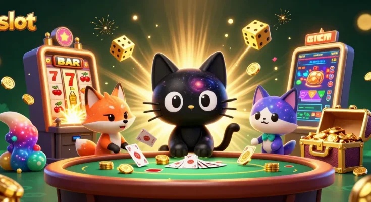 Tarik jackpot menarik di slot dengan kucing hitam galaksi di kasino yang meriah