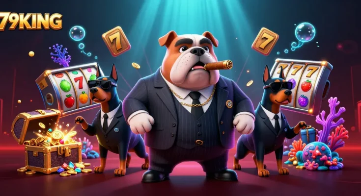 79KING promotes thrilling slot action with mafia boss bulldog and bodyguard Dobermans.