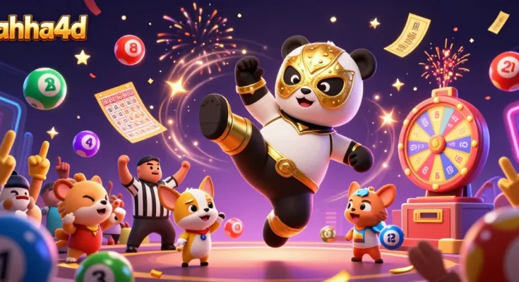 Kesenangan bertaruh di ahha4d saat panda penggulat terbang memberikan tendangan, memikat penonton.