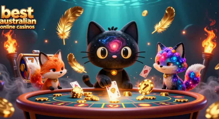 Experience exciting gameplay at the best australian online casinos with a cosmic casino scene artwork.